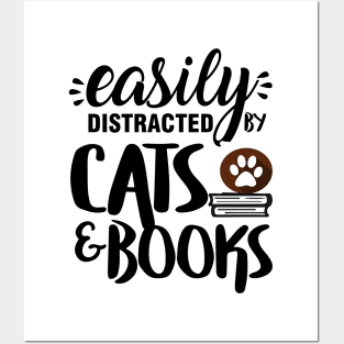 Easily Distracted by Cat & Books For Males Posters and Art